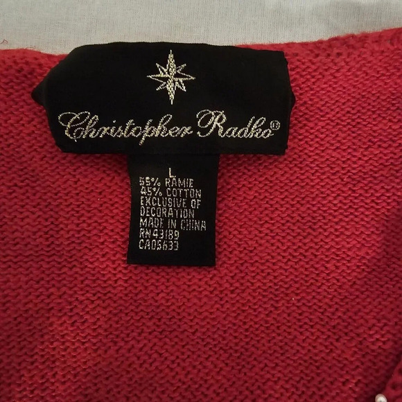 Christopher Radko Christmas Zipper sweater Cardigan sequin Angels Sx L - Picture 6 of 8